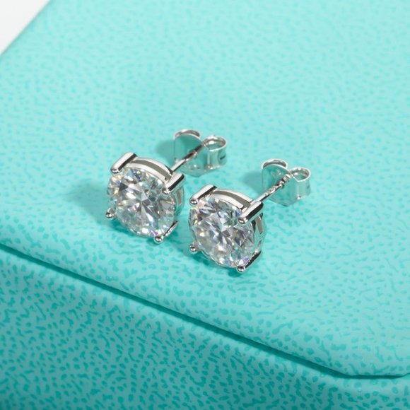 Certified 4ct. t.w. Moissanite Diamond Round Stud Earrings NEW A - Picture 5 of 12